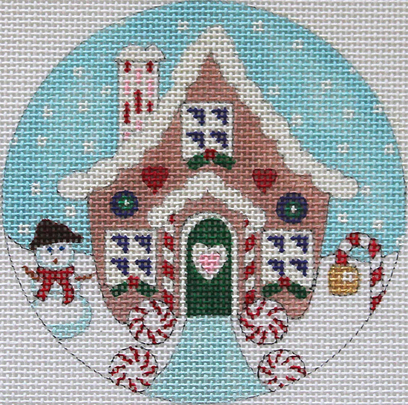 604 - Gingerbread House with Snowman Ornament