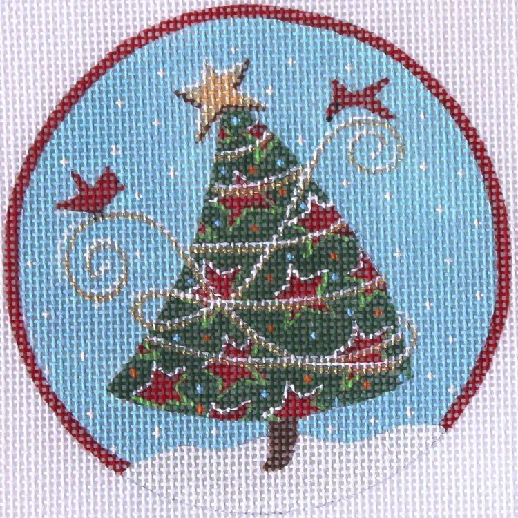 613 - Whimsical Tree with Red Stars Ornament
