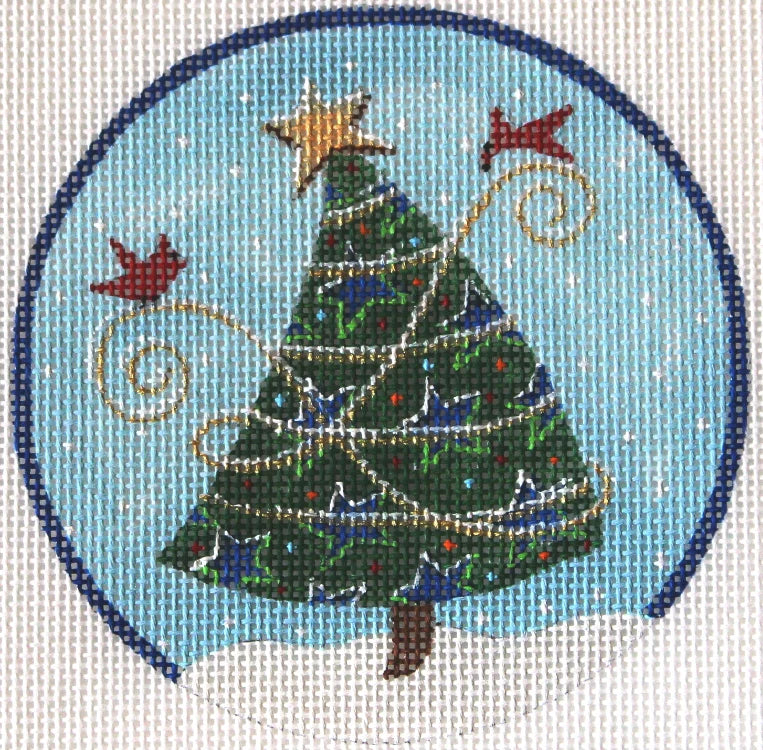 615 - Whimsical Tree with Blue Stars Ornament