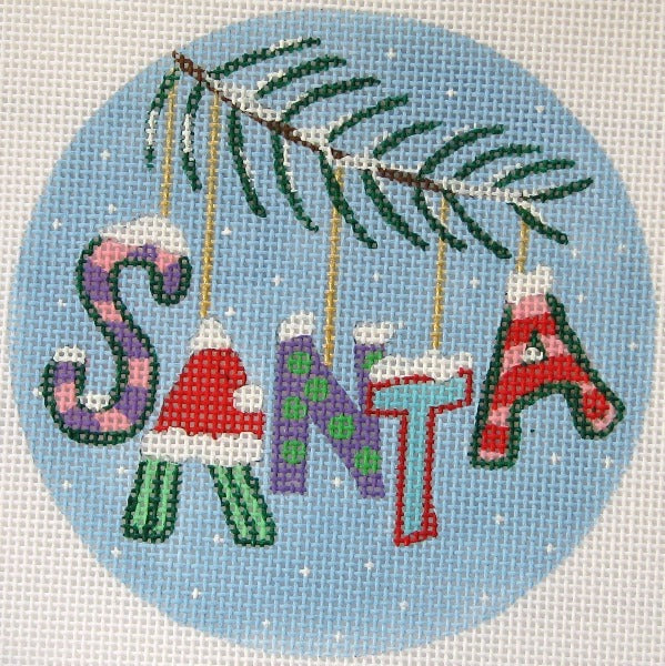 641 - Christmas Words Ornament - Santa in Pinks