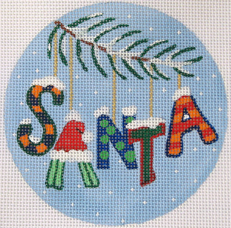 642 - Christmas Words Ornament - Santa in Blues