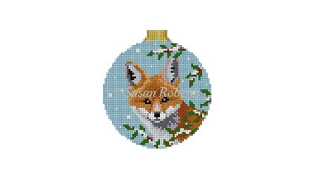 7259 - Fox in Holly Ornament, 3.25" Round