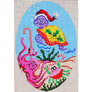 7481 - Oval Ornament - Turtle, Crab and Octopus