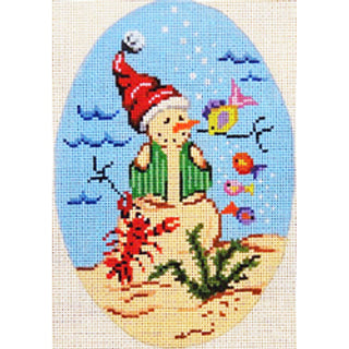 7482 - Oval Ornament - Lobster and Sand Snowman