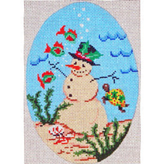 7483 - Oval Ornament - Sand Snowman and Turtle