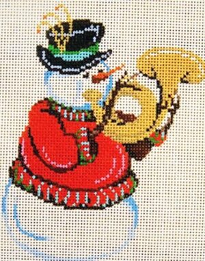 7521 - Ornament - Snowman Playing the Brass Horn