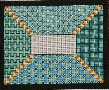 7600 - Tallis Bag - Blue and Green Geometric