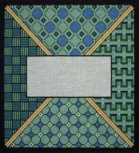 7601 - Tefillin Bag - Blue and Green Geometric