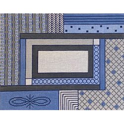 7606 - Tallis Bag - Navy, Gray and White Geometric