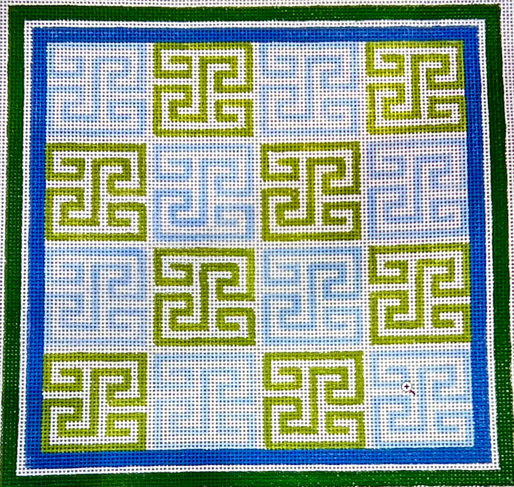 KK-P154B - Greek Square Key Blues and Greens