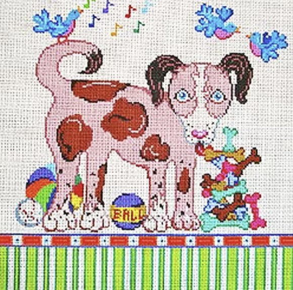 8388 - Doggie with Toy Balls, Bone and Birds