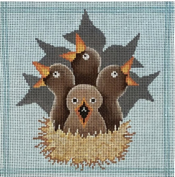 85068 - Nest of Baby Birds on Aqua