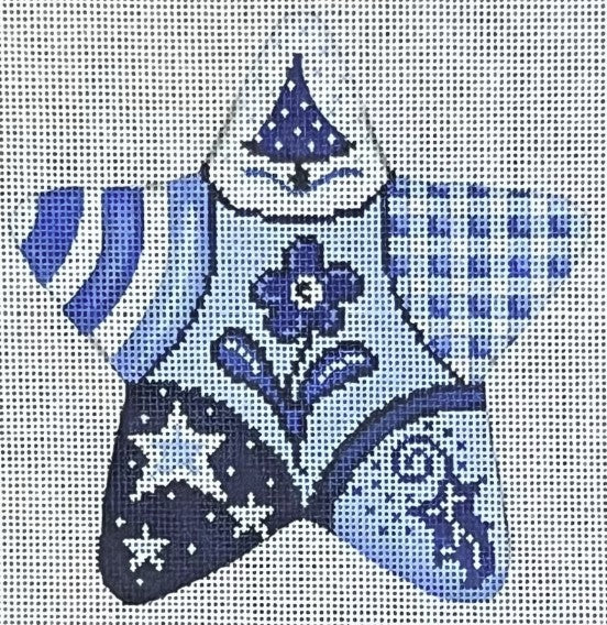 88406 - Blue and White Star, Tree, Holly, Stars and Flowers