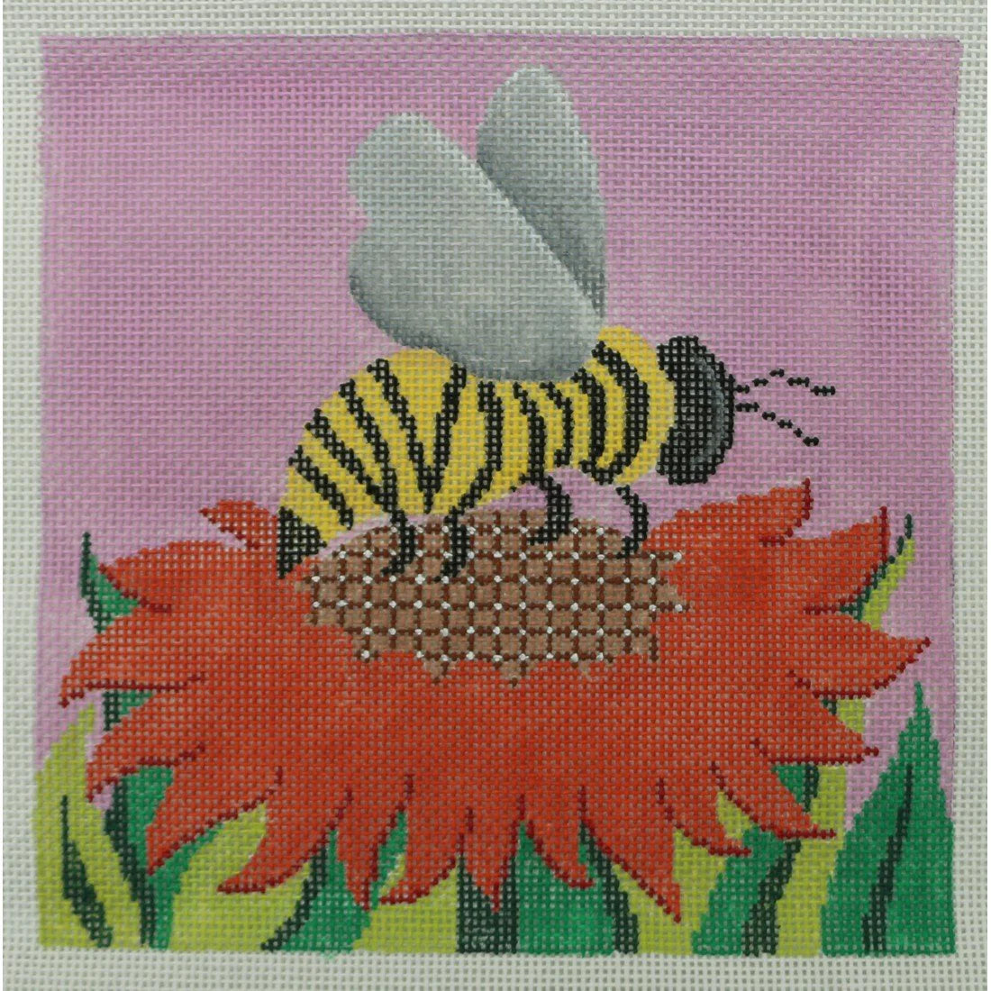 93141 -  Orange Flower with Bee on Pink