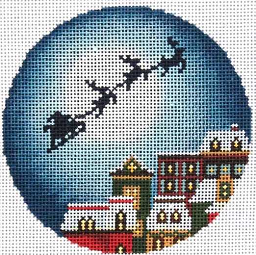AC012 - Santa Over Christmas Eve Town Ornament