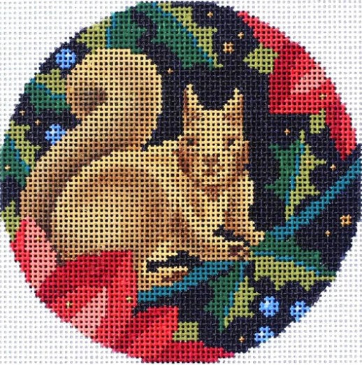 AC025 - Woodland Poinsettia Squirrel Ornament