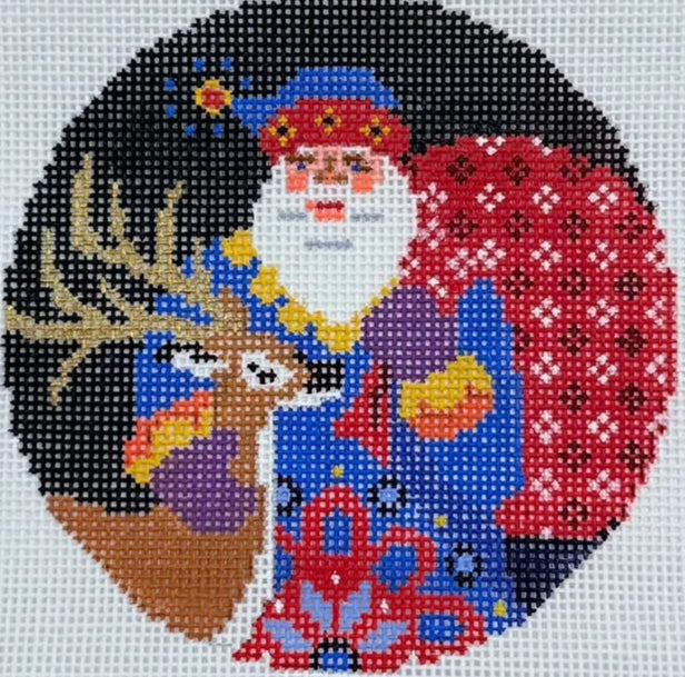 AC094 - Jacobean Santa Deer Ornament