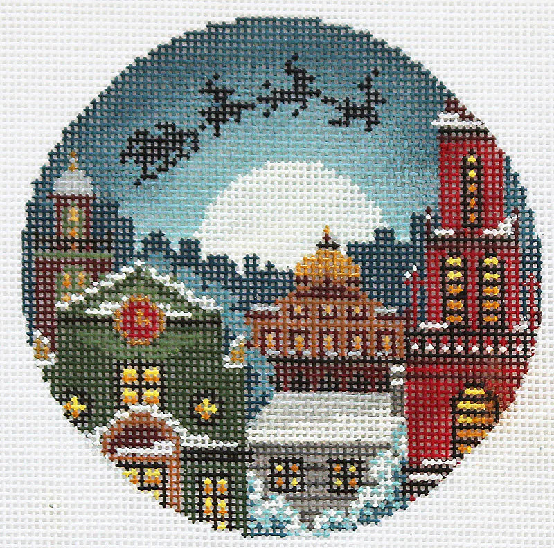 AC125 - Santa Over Boston Ornament