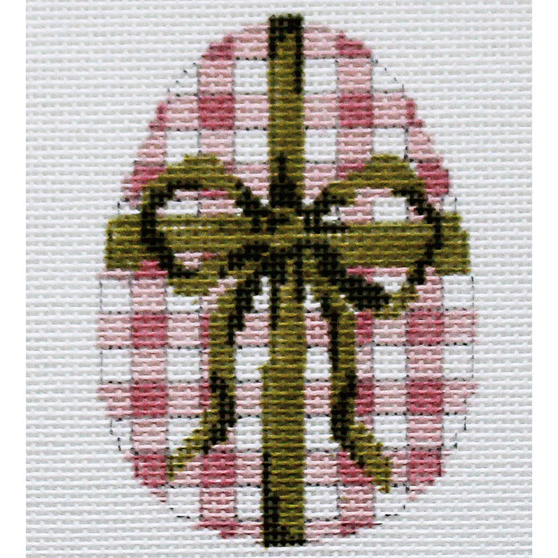 AC164 - Eggs - Pink Checks with Green Bow