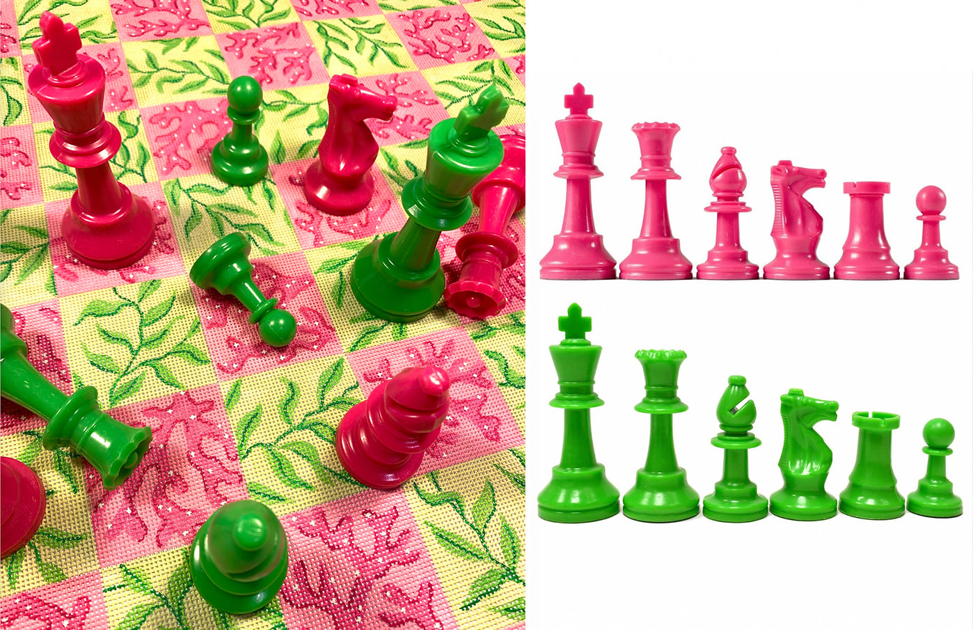 ACHS-04 - Accessory Set for Chess Board CHB-04 - Bright Pink and Green