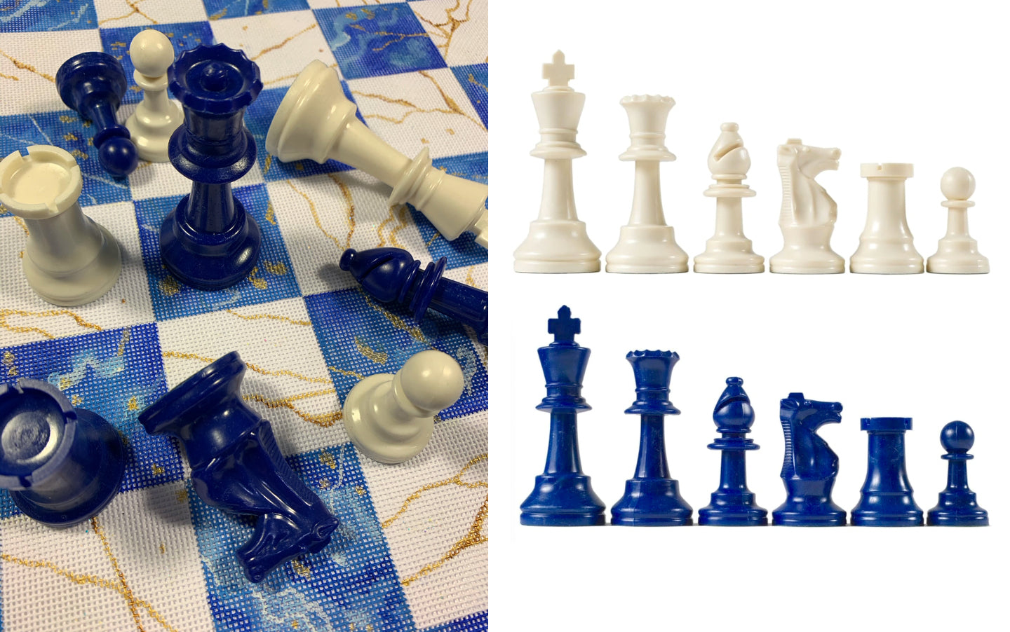 ACHS-02 - Accessory Set for Chess Board CHB-02 - Royal Blue and White