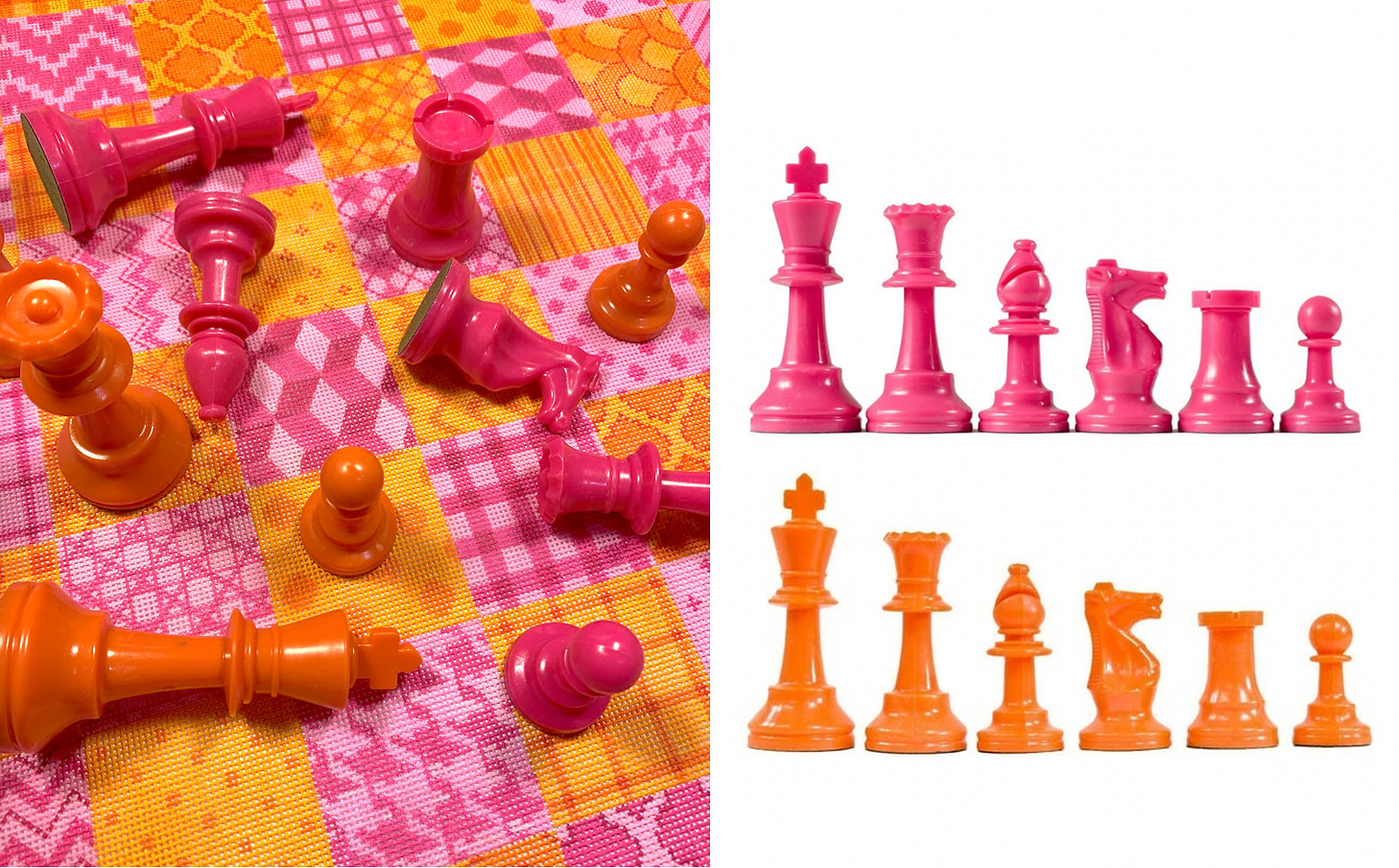 ACHS-06 - Accessory Set for Chess Board CHB-06 - Bright Pink and Orange