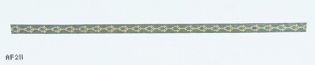 AF211 - Green/Gold Cross Hatch Wrap Bracelet