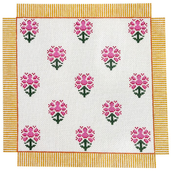 AF308 - Pink Block Print with Yellow Stripe
