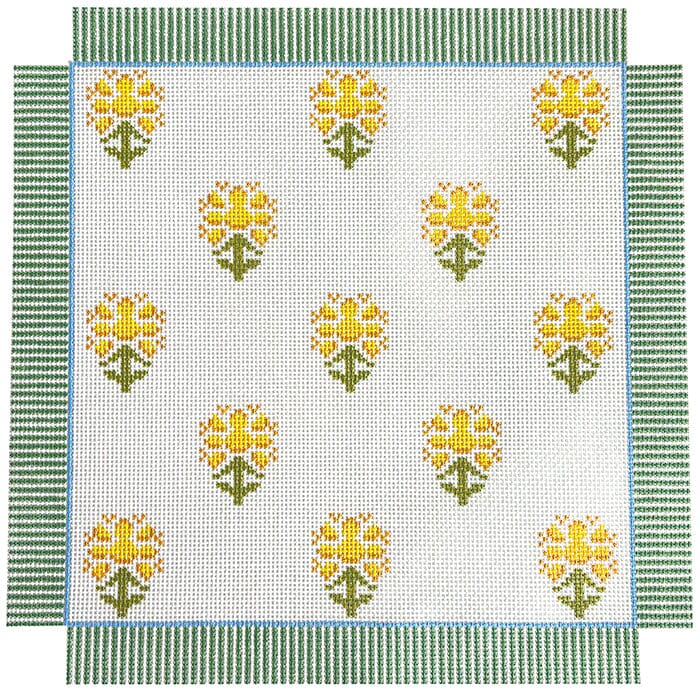 AF310 - Mustard Block Print with Green Stripe