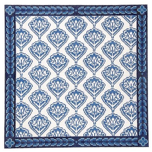 AF76 - Blue Medallion Floral Pillow