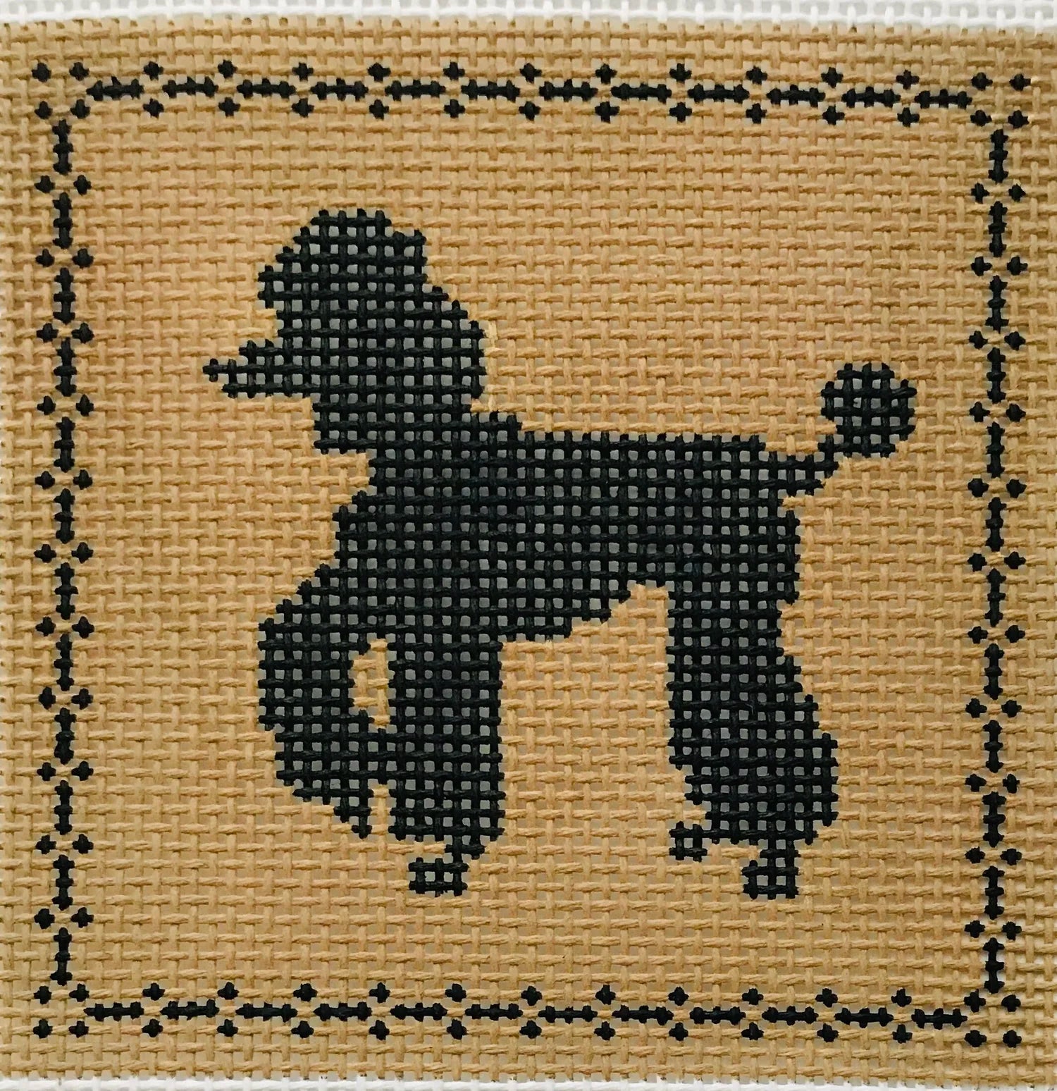 AL132 - Black on Tan Left Facing Full Poodle