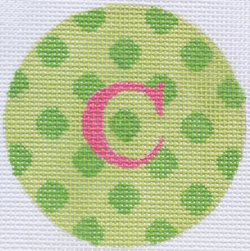 ALB-04 - Bright Disk Letters - Lime Polka Dots, Hot Pink Letter