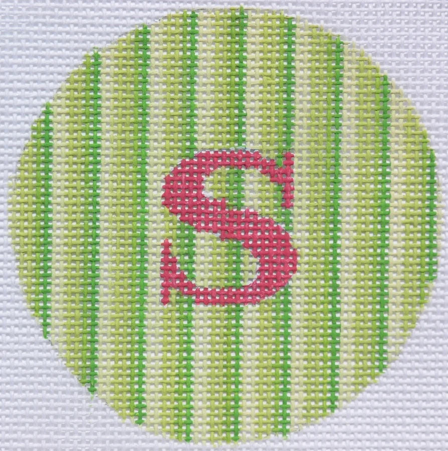 ALB-06 - Bright Disk Letters - Green Stripes, Watermelon Letter