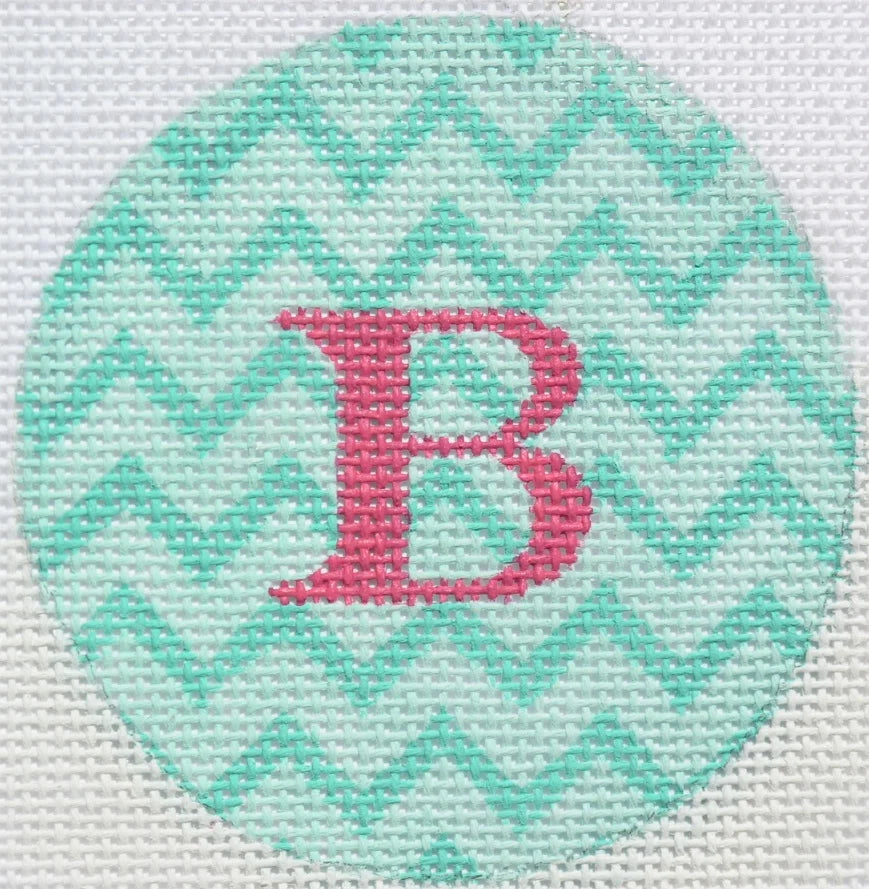 ALB-10 - Bright Disk Letters - Turquoise Zigzag, Watermelon Letter