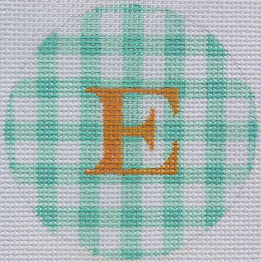 ALB-11 - Bright Disk Letters - Turquoise Gingham, Tangarine Letter