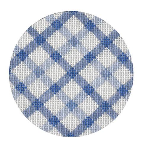 ALB-16 - Bright Disk Letters - Periwinkle Double Crisscross Gingham, Watermelon Letter