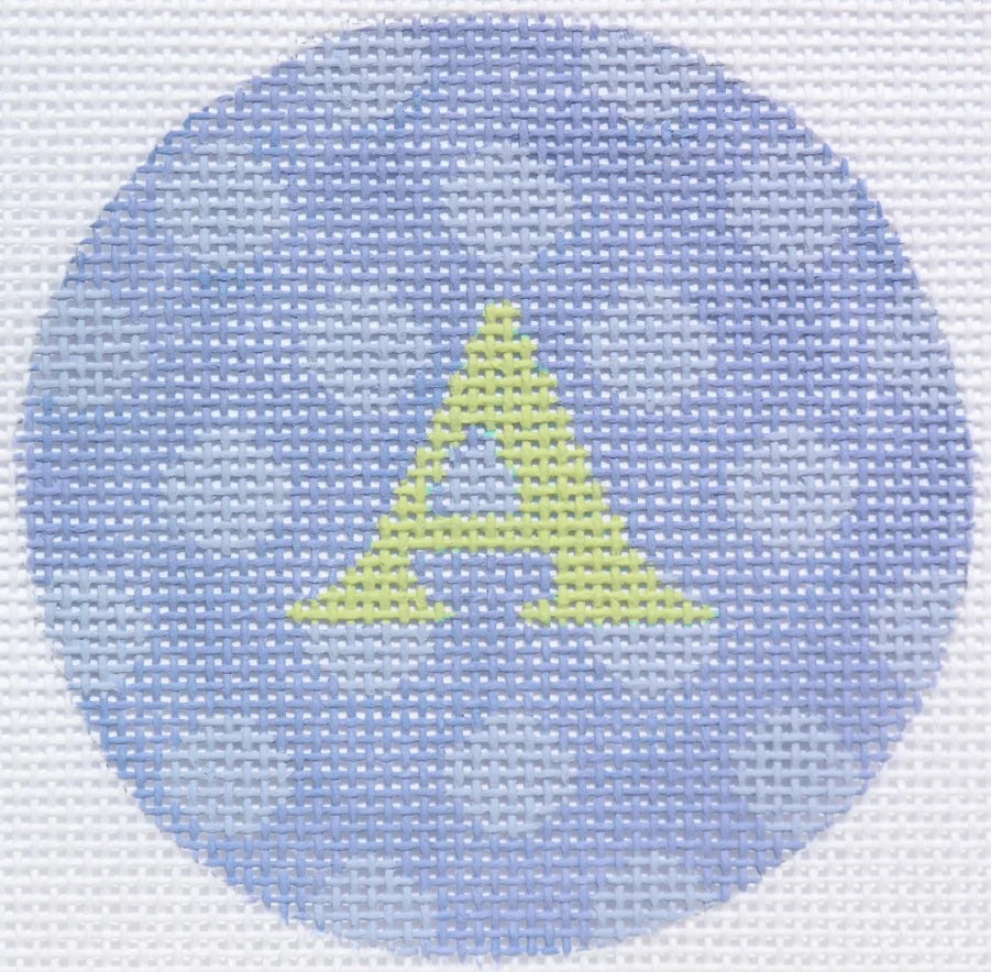 ALB-17 - Bright Disk Letters - Periwinkle Polka Dots, LIght Green Letter