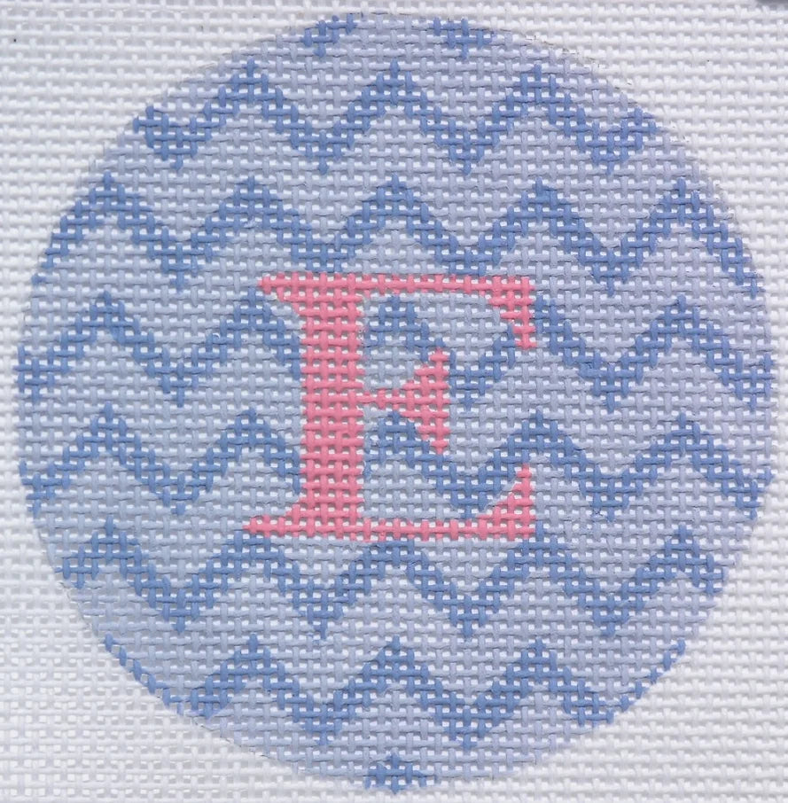 ALB-18 - Bright Disk Letters - Periwinkle Zigzag, Pink Letter