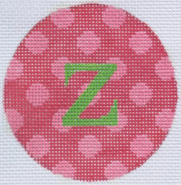 ALB-27 - Bright Disk Letters - Red with Pink Polka Dots, Grass Green Letter