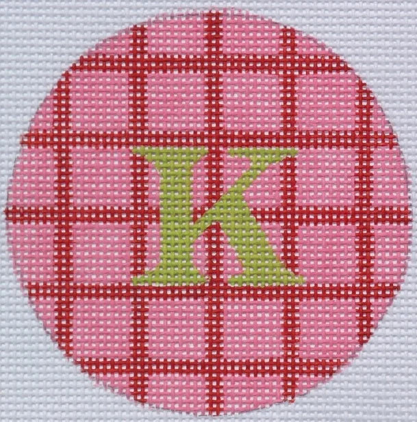 ALB-28 - Bright Disk Letters - Pink and Red Grid, Lime Letter