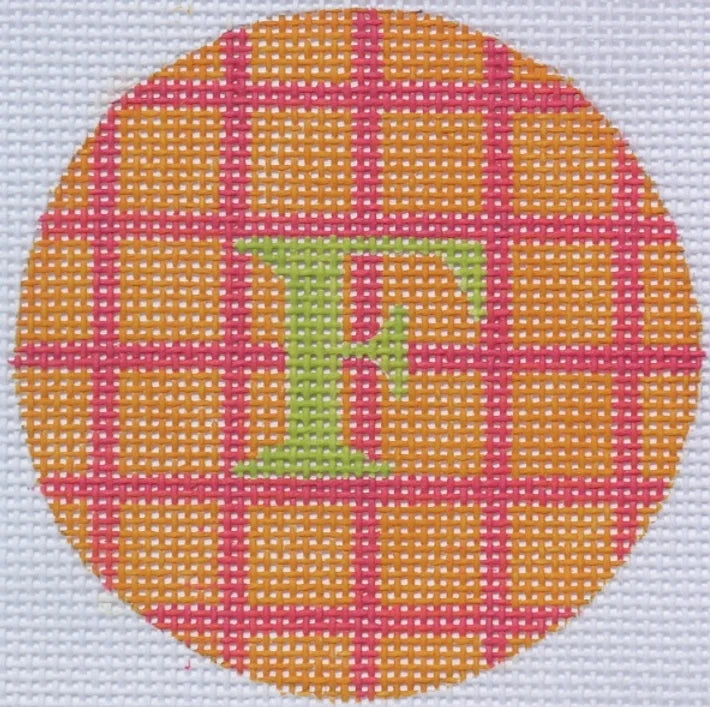 ALB-31 - Bright Disk Letters - Tangerine and Watermelon Grid, Lime Letter