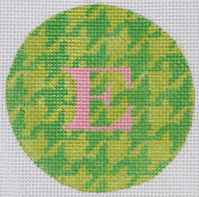 ALB-36 - Bright Disk Letters - Kelly and Lime Houndstooth, Hot Pink Letter