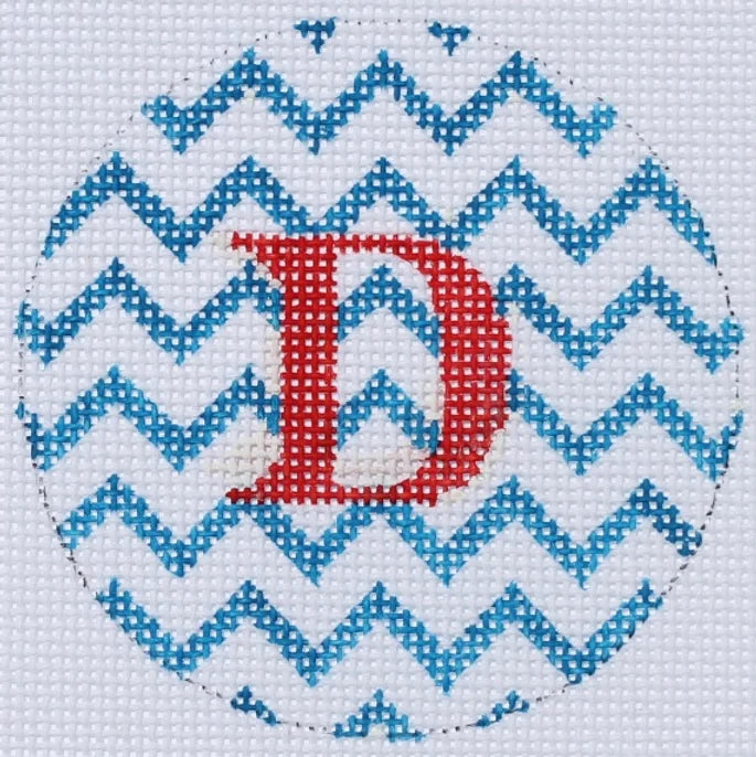 ALB-39 - Bright Disk Letters - Marine Blue and White Zigzag, Red Letter