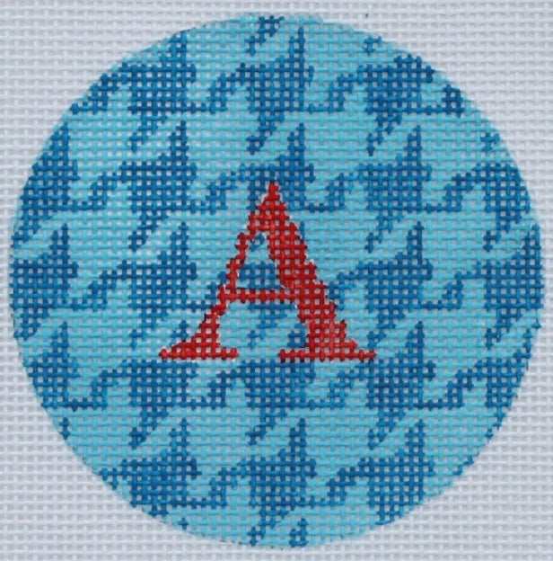 ALB-43 - Bright Disk Letters - Blues Houndstooth, Red Letter