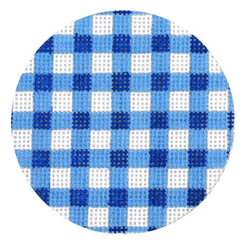 ALB-45 - Bright Disk Letters - Blues and White Gingham, Red Letter