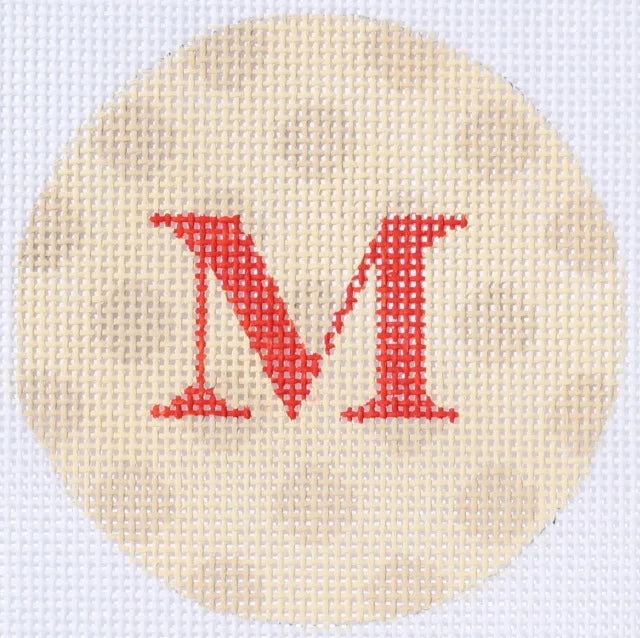 ALB-50 - Bright Disk Letters - Cream and Sand Polka Dot, Red Letter