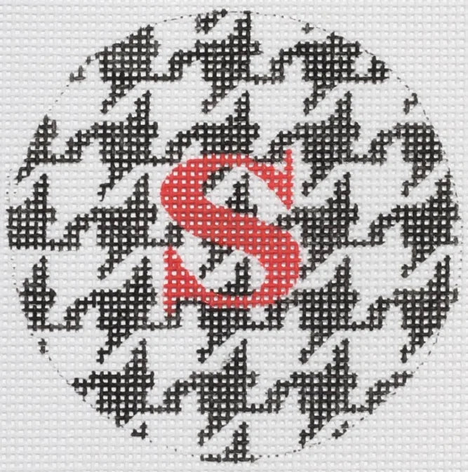 ALB-65 - Bright Disk Letters - Black and White Houndstooth, Red Letter