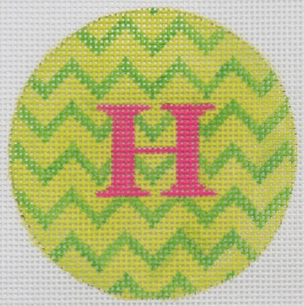 ALB-68 - Bright Disk Letters - Lime and Kelly Green Zigzag, Hot Pink Letter