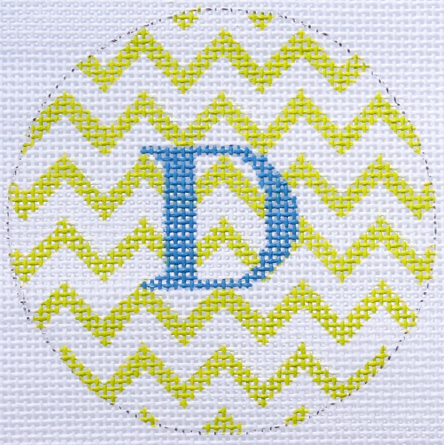 ALB-72 - Bright Disk Letters - Lime and White Zigzag, Bright Blue Letter