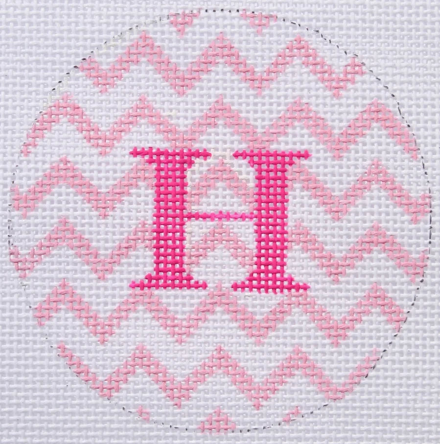 ALB-73 - Bright Disk Letters - Pink and White Zigzag, Lime Letter